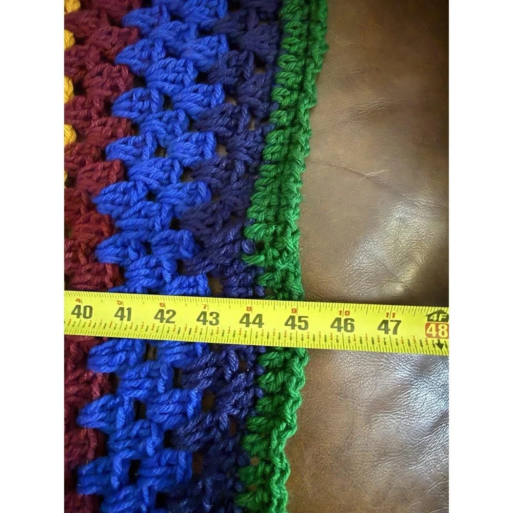 Granny Vintage Crochet Afghan Blanket Multi Color Cottage Core